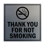 Signs ByLITA Square Thank You For Not Smoking Sign with Adhesive Tape, Mounts On Any Surface, Weather Resistant, Indoor/Outdoor Use