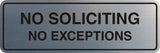 Standard No Soliciting No Exceptions Sign