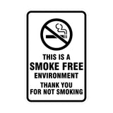 Signs ByLITA Portrait Round This is a Smoke Free Environment Thank you for not smoking Sign