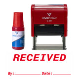 Red Received By Date Self Inking Rubber Stamp Combo With Refill