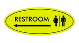 Oval Restroom Left Arrow Sign