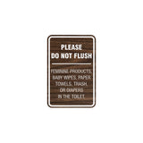 Portrait Round please do not flush etiquette Sign with Adhesive Tape, Mounts On Any Surface, Weather Resistant