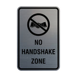 Portrait Round No Handshake Zone Sign