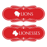 Designer Lions and Lionesses, Novelty Restroom (Set of 2) Wall or Door Signs