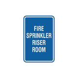Portrait Round Fire Sprinkler Riser Room Sign with Adhesive Tape, Mounts On Any Surface, Weather Resistant