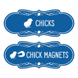 Designer Chicks and Chick Magnets, Novelty Restroom Signs (Set of 2) Wall or Door Signs