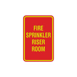Portrait Round Fire Sprinkler Riser Room Sign with Adhesive Tape, Mounts On Any Surface, Weather Resistant