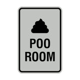 Portrait Round Poo Room Sign with Adhesive Tape, Mounts On Any Surface, Weather Resistant