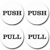 2" Round Push Pull Door Signs (White) - 2 sets (4pcs)