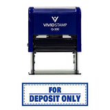 Blue For Deposit Only W/Border Self-Inking Office Rubber Stamp