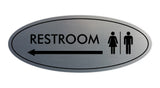 Oval Restroom Left Arrow Sign