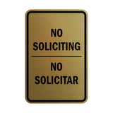Portrait Round No Soliciting No Solicitar Sign