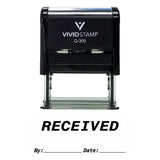 Black RECEIVED By Date Self Inking Rubber Stamp