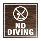 Square No Diving Sign with Adhesive Tape, Mounts On Any Surface, Weather Resistant