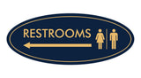 Signs ByLITA Oval Restrooms Left Arrow Sign