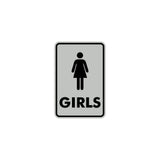 Signs ByLITA Portrait Round Girls (female bathroom icon) Sign with Adhesive Tape, Mounts On Any Surface, Weather Resistant, Indoor/Outdoor Use