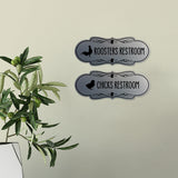 Designer Chicks and Roosters Novelty Restroom Signs (Set of 2) Wall or Door Sign