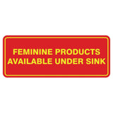 Feminine Products Available Under Sink Sign