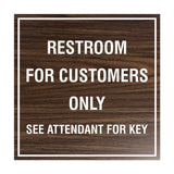 Square Restroom For Customers Sign with Adhesive Tape, Mounts On Any Surface, Weather Resistant