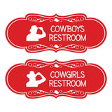 Designer Cowgirls and Cowboys Restroom Signs, (Set of 2) Wall or Door Signs