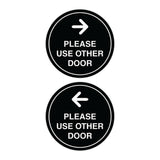 Signs ByLITA Circle Please Use Other Door Sign Set with Adhesive Tape, Mounts On Any Surface, Weather Resistant, Indoor/Outdoor Use