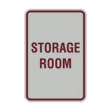 Light Grey / Burgundy Portrait Round Storage Room Sign