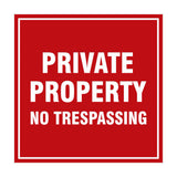 Square Private Property Sign with Adhesive Tape, Mounts On Any Surface, Weather Resistant