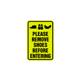 Portrait Round please remove shoes before entering Sign with Adhesive Tape, Mounts On Any Surface, Weather Resistant