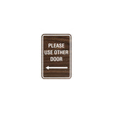 Portrait Round please use other door left arrow Sign with Adhesive Tape, Mounts On Any Surface, Weather Resistant