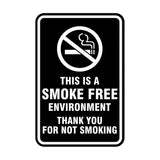 Signs ByLITA Portrait Round This is a Smoke Free Environment Thank you for not smoking Sign