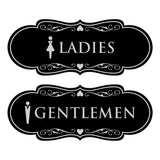 Designer Ladies and Gentlemen Figurines Restroom Signs (Set of 2) For Walls or Doors