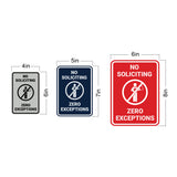 Portrait No Soliciting Zero Exceptions Wall or Door Sign