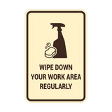 Portrait Round Wipe Down Your Work Area Regularly Sign