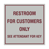 Square Restroom For Customers Sign with Adhesive Tape, Mounts On Any Surface, Weather Resistant