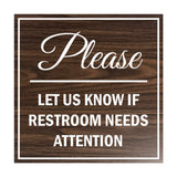 Signs ByLITA Square Please Let Us Know If Restroom Needs Attention Sign