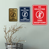 Portrait No Soliciting Zero Exceptions Wall or Door Sign