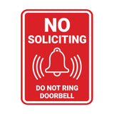 Portrait Round No Soliciting Do Not Ring Doorbell Wall or Door Sign