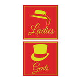Square ladies and gents sign set with Adhesive Tape, Mounts On Any Surface, Weather Resistant