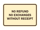 Signs ByLITA Classic Framed No Refund No Exchanges Without Receipt Sign
