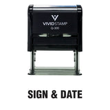 Black Sign & Date Self Inking Rubber Stamp