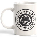 Rub Smoke Eat Repeat 11oz Coffee Mug - Funny Novelty Souvenir