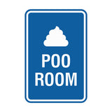 Portrait Round Poo Room Sign with Adhesive Tape, Mounts On Any Surface, Weather Resistant
