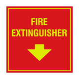 Square Fire extinguisher Sign with Adhesive Tape, Mounts On Any Surface, Weather Resistant