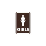 Signs ByLITA Portrait Round Girls (female bathroom icon) Sign with Adhesive Tape, Mounts On Any Surface, Weather Resistant, Indoor/Outdoor Use