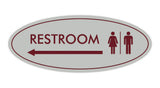 Oval Restroom Left Arrow Sign