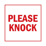Square Please Knock Sign with Adhesive Tape, Mounts On Any Surface, Weather Resistant