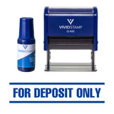 Blue For Deposit Only Self Inking Rubber Stamp Combo with Refill