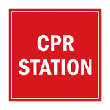 Signs ByLITA Square CPR Station Sign with Adhesive Tape, Mounts On Any Surface, Weather Resistant, Indoor/Outdoor Use