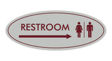 Oval Restroom Right Arrow Sign