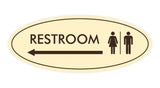 Oval Restroom Left Arrow Sign